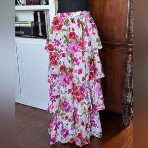 Abercrombie & Fitch Floral Drama Tiered Maxi Skirt
